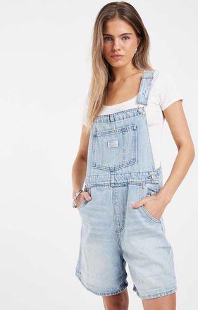 Levi's Salopette corta blu chiaro in denim stile vintage