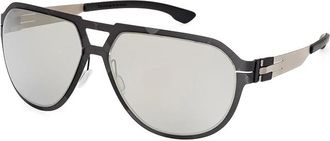 Ic! Berlin FLX S04 Zonnebril - Heren - Zonnebrillen - Zwart - 61 MM - Accessoires