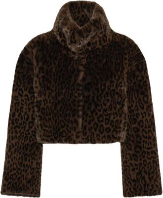 Rotate Faux Fur Crop Jacket - female - ROTATE Birger Christensen - Faux Fur & Shearling Jackets - Brown - S/M - Jackets