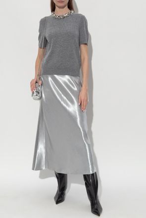 Tory Burch Satin Skirt, Womens, Silver