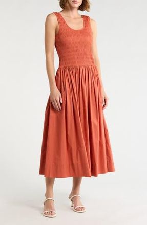 Current Elliott Sleeveless Smocked Sundress in Ginger at Nordstrom Rack, Size X-Small