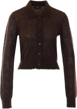Pinko Madrid Cardigan Ultra Light Me - Dames - Vesten - Bruin - L - Truien & Vesten