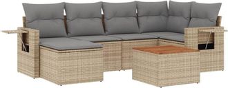 vidaXL Vidaxl - Set Sof&aacute;s De Jard&iacute;n 7 Piezas Y Cojines Rat&aacute;n Sint&eacute;tico Beige