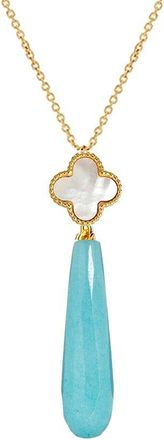 Liv Oliver 18K Plated 33.75 Ct. Tw. Turquoise & Pearl Necklace