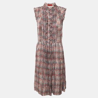 Carolina Herrera Multicolor Printed Silk Pleated Midi Dress