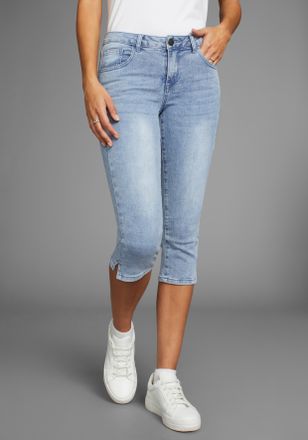 Arizona Caprijeans ARIZONA Ultra-Stretch, Damen, Gr. 34, N-Gr, blau (bleached), Denim/Jeans, Obermaterial: 74% Baumwolle, 24% Polyester, 2% Elasthan, Basic, s