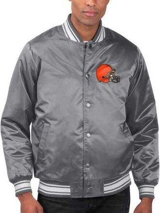 Starter Mens Starter Heather Charcoal Cleveland Browns Locker Room Satin Varsity Full-Snap Jacket in Gray at Nordstrom, Size Xx-Large