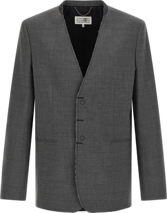 Maison Margiela Wool Blazer Grigio-Uomo