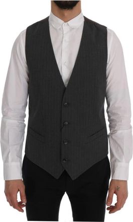 Dolce & Gabbana Suit Vests - Heren - Gillet - Grijs - L - Katoen - Kostuums