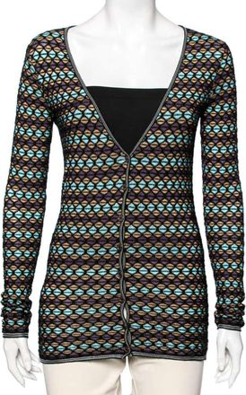 M Missoni Multicolor Patterned Knit Long Sleeve Cardigan