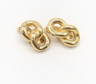 Dior Gold Tone Twisted Chain Clip-On Womens Earrings (Pre-Owned)
