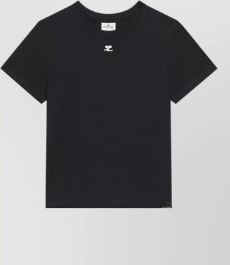 Courr&egrave;ges cotton logo-embroidered jersey t-shirt