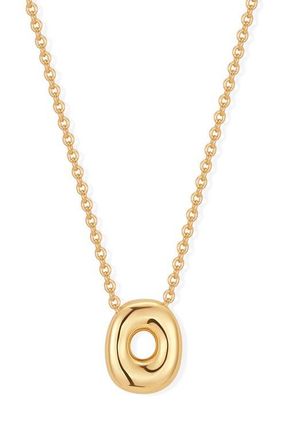 Brook & York Mini Pippa Bubble Initial Pendant Necklace in Gold O at Nordstrom