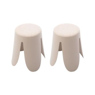 Sweeek Taburete apilable con asiento texturado, set de 2, beige