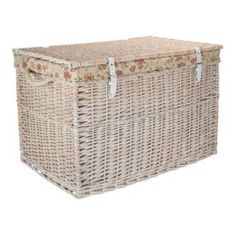 Red Hamper Wicker Large White Wash Finish Storage Basket