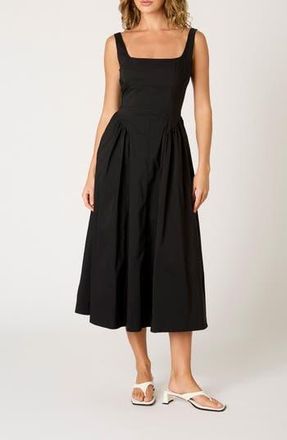 Nia Daisy Fit & Flare Midi Dress in Black at Nordstrom Rack, Size X-Small