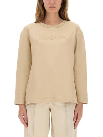 Max Mara Beige Logo Crew Neck Sweatshirt