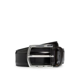 BOSS Italian-leather belt with polished logo buckle