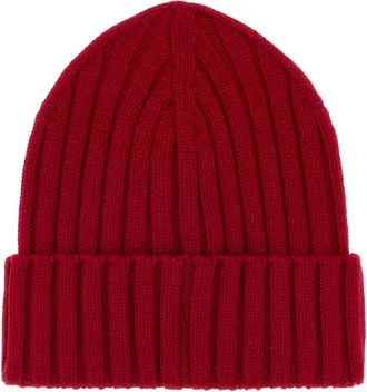 Moncler Womens Red Wool Beanie Hat 456 Exterior: Virgin Cuffie