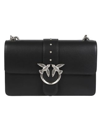 Pinko Love One Classic Black Leather Shoulder Bag