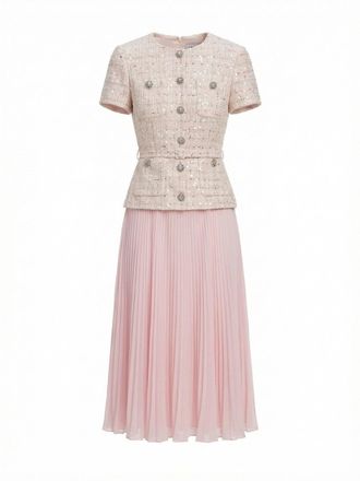 Self Portrait Sequin Boucle Tailored Midi Dress