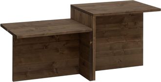 Deco Wood Mesa de centro de madera maciza en acabado nogal 100x44,6cm