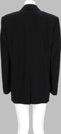 Saint Laurent Double-Breasted Wool Pinstripe Blazer - Black