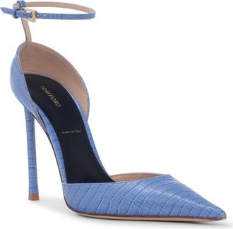 Tom Ford Vertigo Ankle Strap dOrsay Pump in Ubd Stone Blue at Nordstrom, Size 9.5Us