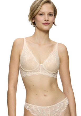 Triumph B&uuml;gelloser BH TRIUMPH Amourette Charm, Damen, Gr. 70, Cup E, beige (creamy dream), Spitze, Obermaterial: 75% Polyamid, 25% Elasthan, gemustert, BHs B&uuml;