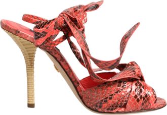 Dolce & Gabbana Koraal Python Leren Hakken Sandalen Schoenen