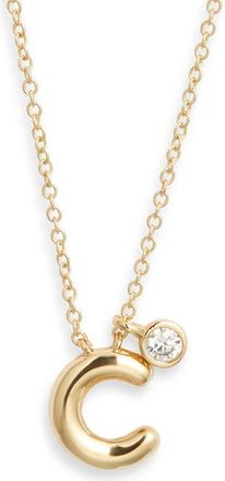 Chelsea28 Goldtone Initial Pendant Necklace in C- Clear- Gold at Nordstrom