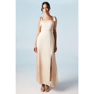 Oasis Satin Midi Bridesmaid Dress in Champagne at Nordstrom, Size 8