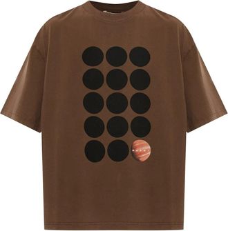 Marni Katoenen T-shirt met planeetprint - Heren - T-shirts - Bruin - M - Katoen - Tops