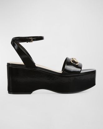 Gucci Lady Patent Horsebit Platform Sandals