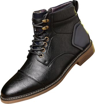 Generic Mens Lightweight Dress Boots Zip Ankle Chukka Casual Motorcycle Boots (Black,11.5)