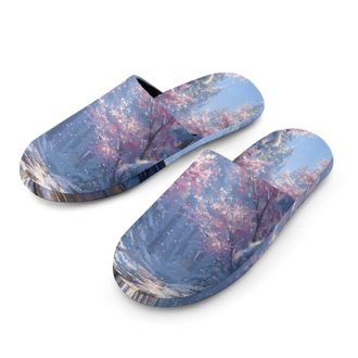 Generic Snowy Forests Icy River Winter Mens House Slippers Slip Indoor Slipper On Shoes Warm Outdoor