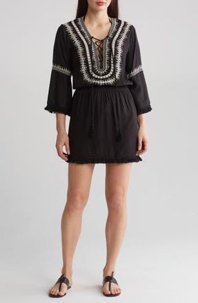 Boho Me Embroidered Cover-Up Dress in Black at Nordstrom Rack, Size X-Small