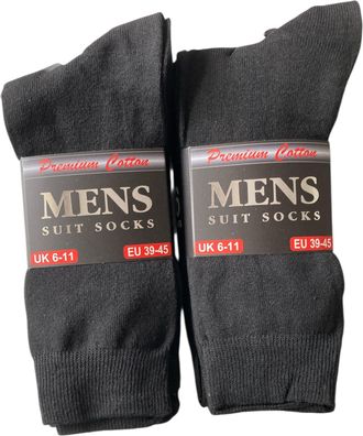 Generic Premium Cotton Mens Suit Socks, 6 Pairs, Black, UK Size 6-11/EU 39-45