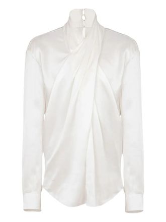 Balmain Crossed Fluid Silk Shirt Clothing