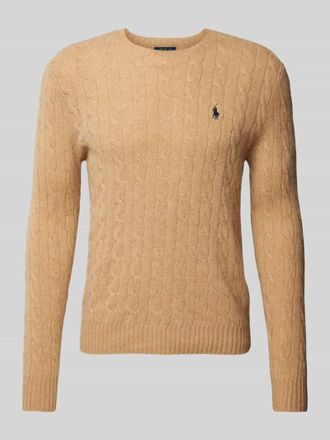 Polo Ralph Lauren Strickpullover mit Logo-Stitching in Camel, Gr&ouml;&szlig;e XL