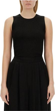 Fabiana Filippi Ribgebreide Top zonder Mouwen - Dames - Tops zonder mouwen - Zwart - S - Tops