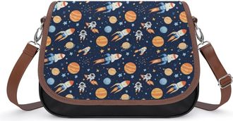 Generic Outer-Space Astronaut Rocket Crossbody Bags for Women Shoulder Messenger Bag Purse Handbags