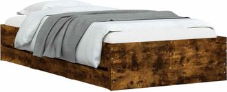 vidaXL Estructura De Cama Con Almacenamiento Con Caj&oacute;n Roble Ahumado Vidaxl