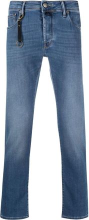 Incotex logo-patch slim-cut jeans - men - Cotton/Cotton/Polyester/Polyester/Elastane - 36 - Blue
