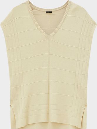 Joseph Cap-Sleeve Grid Knit Top