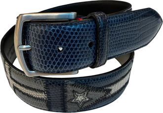 Paolo Vitale Flag B&aelig;lte - Heren - Riemen - Blauw - 90 CM - Accessoires