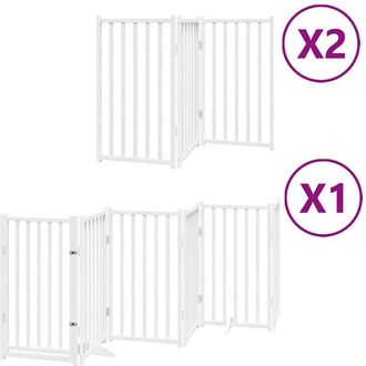 vidaXL Dog Gate with Door Foldable 12 Panels White 600 cm Poplar Wood vidaXL
