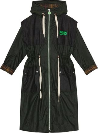 Ganni x Barbour jas met capuchon - Groen