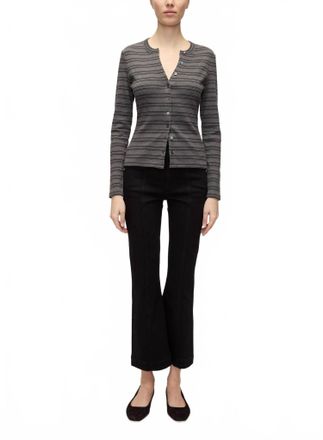 Veronica Beard Carson High Rise Ankle Flare Pants In Onyx