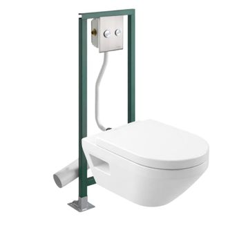 Villeroy & Boch Pack Inodoro Suspendido Villeroy&boch Architectura Twistflush Redondo Sin Reborde + Asiento + Estructura Autoportante Presto + Placa De Accionamiento